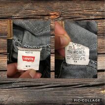 Levi's リーバイス 502-09 ブラックデニム ジーンズ ヒゲ入り タテ落ち ユーズド加工 ポケット中ブラック W29 2001年 フィリピン製 股下74_画像4