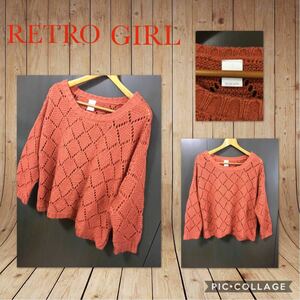 ◆RETRO GIRL レトロガール 長袖 セーター 毛糸 ドルマンスリーブ ゆったり 丈短め レディースM（M～4Lぐらいまで可能）比較的綺麗