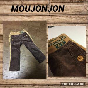 ★moujonjon ムージョンジョン パンツ ベロア×コーデュロイ 切りかえ 別珍 ストレッチ アメカジ系 厚手 ベビー キッズ 男の子 90cm 美品