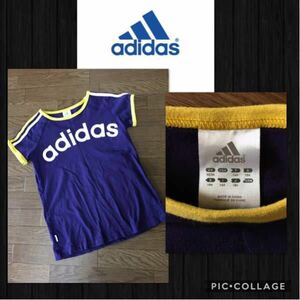 ★adidas アディダス 半袖 Tシャツ ロゴプリント パイピング 2008年製 キッズ ジュニア 160cm 美品