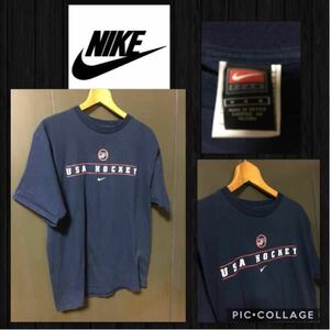 ■NIKE ナイキ 半袖 Tシャツ 胸元ロゴプリント　メンズ M （L）メキシコ製 比較的綺麗　