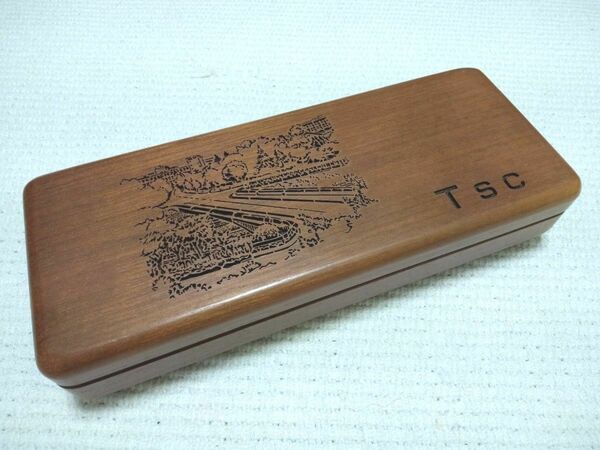 【レトロ】木製ペンケース・小物入れ　レーザークラフト入り