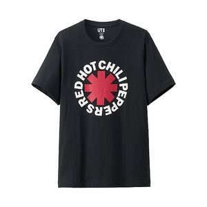 残少★ ユニクロ レッチリ コラボ ロック Tシャツ Lサイズ ロックT Red Hot Chili Peppers 黒 ブラック 赤 レッド RHCP フェス 新品 完売