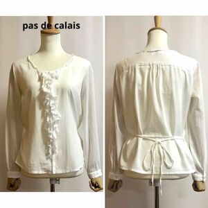 pas de calais フリル ガーゼシャツ