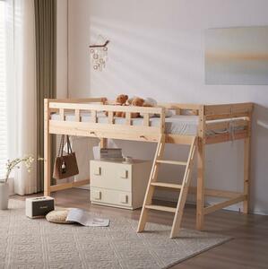  loft bed strong low type stair attaching natural tree outlet attaching single . attaching storage shelves attaching storage Northern Europe manner adult one person living natural 