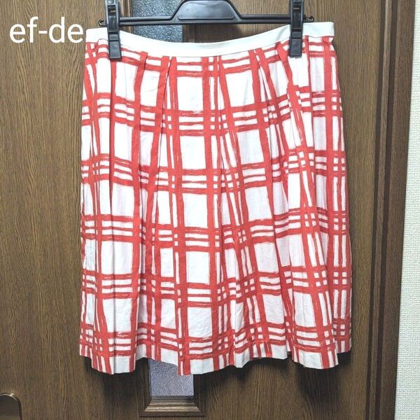 ef-de エフデ ひざ丈フレアスカート 格子柄