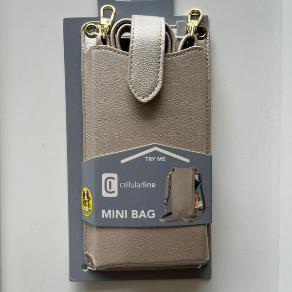 【新品】　Cellularline スマホiPhone用お財布ショルダーバック ホワイト MiniBag MINIBAG