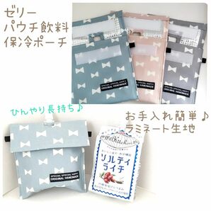 ひんやり長持ち♪ゼリー　パウチ飲料　保冷ポーチ★各サイズ対応　ラミネート生地保冷