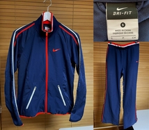 【激安1点のみ 国内正規品】NIKE ナイキ DRI-FIT ドライフィット ジャージ 上下 セットアップ ジャケット パンツ S ネイビー系 USED_画像1