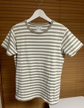 【激安1点のみ 国内正規品】agnes b. HOMME アニエスベー オム コットン100% ボーダー 半袖 Tシャツ グレーがかったベージュ系×ホワイト系_画像2