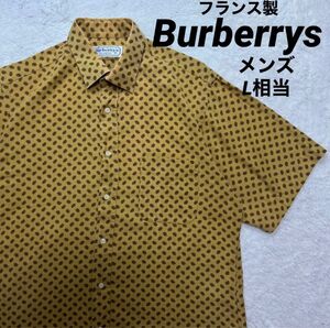 【フランス製】Burberrys LONDON 総柄　半袖シャツ　メンズL相当