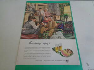 即決　広告　アドバタイジング　ビール　ＢＥＥＲ　１９４０ｓ　レトロ　イラスト　ランジェリー　下着　スリップ　雑誌　切り抜き　紙もの