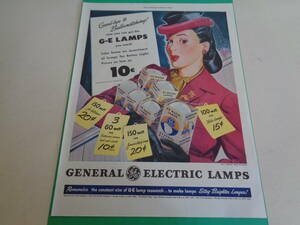 即決　広告　アドバタイジング　ゼネラル　エレクトリック　電球　ライト　蛍光灯　１９４０ｓ　グッドイヤー　タイヤ　ミッドセンチェリー
