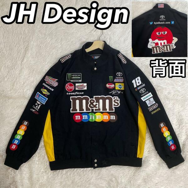 JH Design ジェイエイチデザイン NASCAR ナスカー m&m's ブルゾン レーシングジャケット ビッグシルエット LL XL O パッチワーク アウター