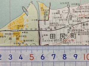 mC27【地図】泉南市 田尻町 昭和46年 [バス路線・停留所名入 大阪紡績 日本化学工業 日本繊維 大機紡績 阪本紡績 砂川奇勝 泉南高 鳴滝小