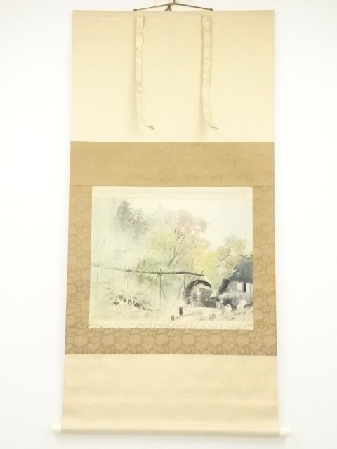 ys5776000; 川合玉堂 松籟涛聲 印刷巧芸画 紙本掛軸(共箱)【道】-