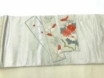 ys6714546; 宗sou 短冊に菊・萩・芝草模様刺繍名古屋帯【リサイクル】【着】_画像9