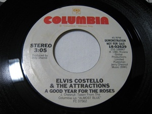 【7”】 ELVIS COSTELLO & THE ATTRACTIONS / ●白プロモ STEREO/STEREO● GOOD YEAR FOR THE ROSES US盤 エルヴィス・コステロ