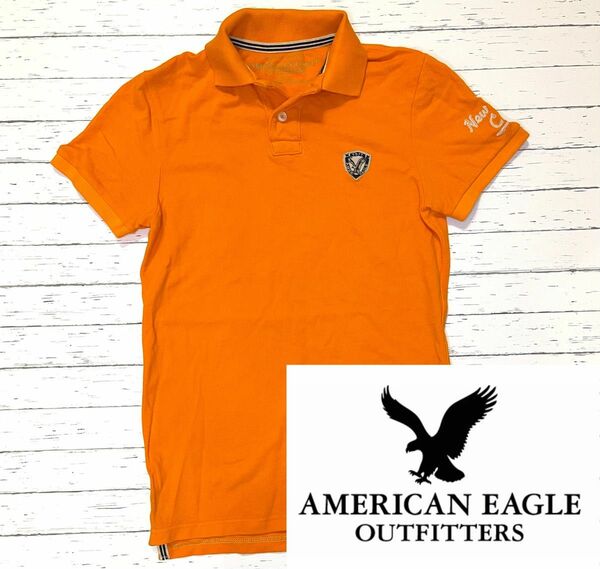 値下げ！【AMERICAN EAGLE】アメリカンイーグル ワッペンロゴ ポロ