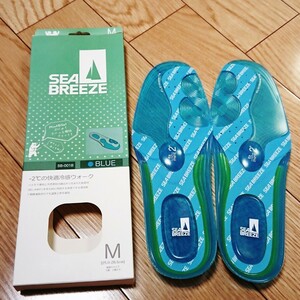 新品未使用★シーブリーズ★インソール M 25.0-26.5cm SEA BREEZE ブルー BLUE −2℃の快適冷感ウォーク SB-001B 中敷き 靴 清涼感 ジェル