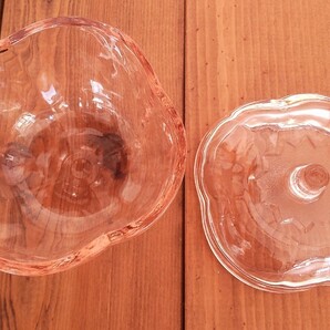 東洋ガラス ローズピンク とまとボンボン入れ キャニスター トマト型小物入れ TOYOガラス 日本製  昭和レトロの画像4