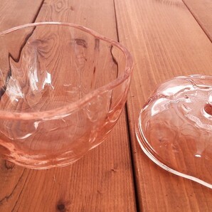 東洋ガラス ローズピンク とまとボンボン入れ キャニスター トマト型小物入れ TOYOガラス 日本製  昭和レトロの画像6