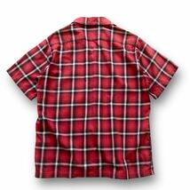 【NEIGHBORHOOD】ネイバーフッド オンブレチェック オープンカラーシャツ 半袖シャツ チェックシャツ 開襟 コットン ワークシャツ (M) 赤_画像10