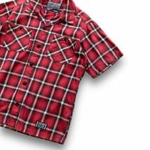 【NEIGHBORHOOD】ネイバーフッド オンブレチェック オープンカラーシャツ 半袖シャツ チェックシャツ 開襟 コットン ワークシャツ (M) 赤_画像3