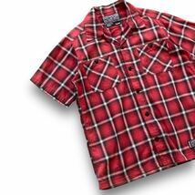 【NEIGHBORHOOD】ネイバーフッド オンブレチェック オープンカラーシャツ 半袖シャツ チェックシャツ 開襟 コットン ワークシャツ (M) 赤_画像2