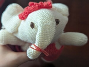  knitting knitting soft toy animal image elephant white Showa Retro 
