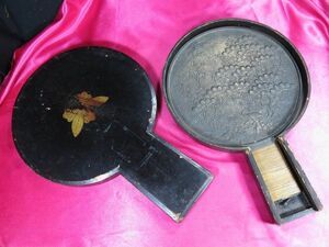 c.. writing old mirror . black coating mirror box Edo era old mirror pattern mirror gold . lacquer . lacqering house . Tsu rice field . flax ... next 