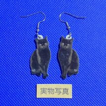 黒猫 ピアス ねこ キャット ネコ アニマル フックピアス シンプル ユニーク アクリル シュール イラスト レトロ 動物 ブラック 猫 野良猫_画像7