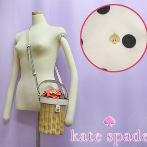 【未使用 超美品】 ケイトスペード Kate spade 籐かごバッグ ハンドバッグ 斜めがけショルダーバッグ 鞄 レザー ピンク レッド レディースの画像10