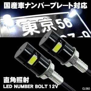 ナンバーボルト M6 汎用 LED ナンバー灯 ナンバーランプ ライセンスランプ 12V [黒] 2個 メール便 送料無料/14Э