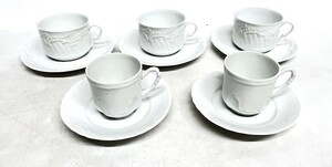 美品 ROYALE LIMOGES Chastagner ロワイヤルリモージュ カップ＆ソーサー 5客 コーヒーカップ デミタスカップ 食器 室D0803-17