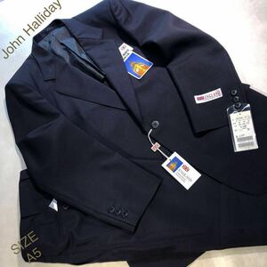 ★紳士服・工房【大創業祭】新品未使用 /英国製生地使用/John Halliday/2ッ釦スーツ上下セットアップ/日本製/サイズA5/モヘア60%入り/濃紺