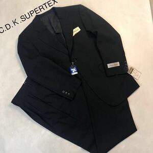 ★新品★未使用【クリアランスセール】CDK SUPERTEXスーパーテックス(長大毛織)2ツ釦スーツ上下 サイズA4 織柄(シャード柄)濃紺・限定