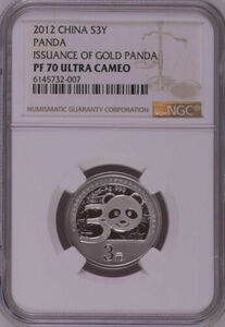 NGC PF70 highest judgment COA gold coin * Panda 1/4 ounce silver coin 2012 China 30th Ann coin 