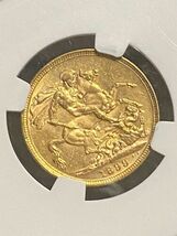 1899-Mオーストラリア1Sov一つ ソブリン金貨NGC MS 61 硬貨_画像6