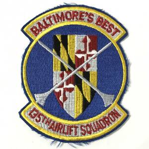 MF1/45　米空軍 パッチ USAF 第135航空輸送飛行隊 カラーパッチ 135th AIRLIFT Baltimore's Best Patch