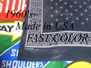 * rare black body -*Made in USA made America made FAST COLOR First color Vintage Cross pattern print cotton bandana black color 60s60 period 