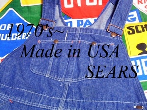 ★GOODコンディションな1本でオススメ★Made in USA製アメリカ製SEARSシアーズビンテージコットンデニムオーバーオール70s70年代濃紺38×30