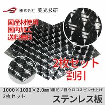 ステンレス 板 ３重蛇の目 ウロコ トラック デコトラ 架装 アート カッティング サイズ 2.0mm x 1000mm x 1000mm 2枚セット_画像1