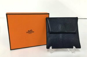 エルメス HERMES コインケース バスティア Porte-monnaie 041054CK73 Bleu Saphir フラップ 箱付き → 2308LM003