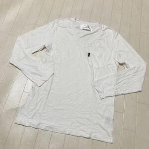 3624☆ AKM for MEN'S MELROSE メンズ メルローズ トップス VネックTシャツ 長袖Tシャツ メンズ M ホワイト