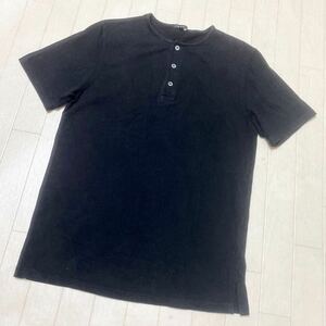 3624☆ Theory セオリー トップス 半袖Tシャツ ヘンリーネックTシャツ カジュアル メンズ 38 ブラック カジュアル