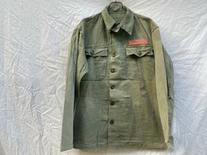 40s50s M-47 HBT ヘリンボーン 杉綾織 ユーティリティ シャツ US ARMY ビンテージ VINTAGE 米国軍 リペア 変色 切り替え ワッペン