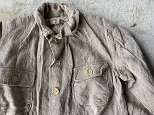 戦中 終戦間際 珍品 絶品 パッチポケット 麻生地 木製釦 ワークジャケット JAPAN VINTAGE 日本の古い服 ジャパンヴィンテージ 戦争資料 WW2