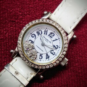 8110【動作品】Alessandra Olla AO-4100-1 レディース腕時計 シルバー×ラインストーンホワイト アレサンドラオーラ ブランドウォッチ