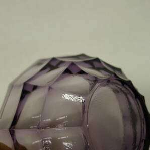 hh283●KAMEI GLASS/カメイガラス *Beauty Glass チェック小鉢5客揃* 型押し硝子 紫色 プレスガラス デザートボウル 昭和レトロ/80の画像4